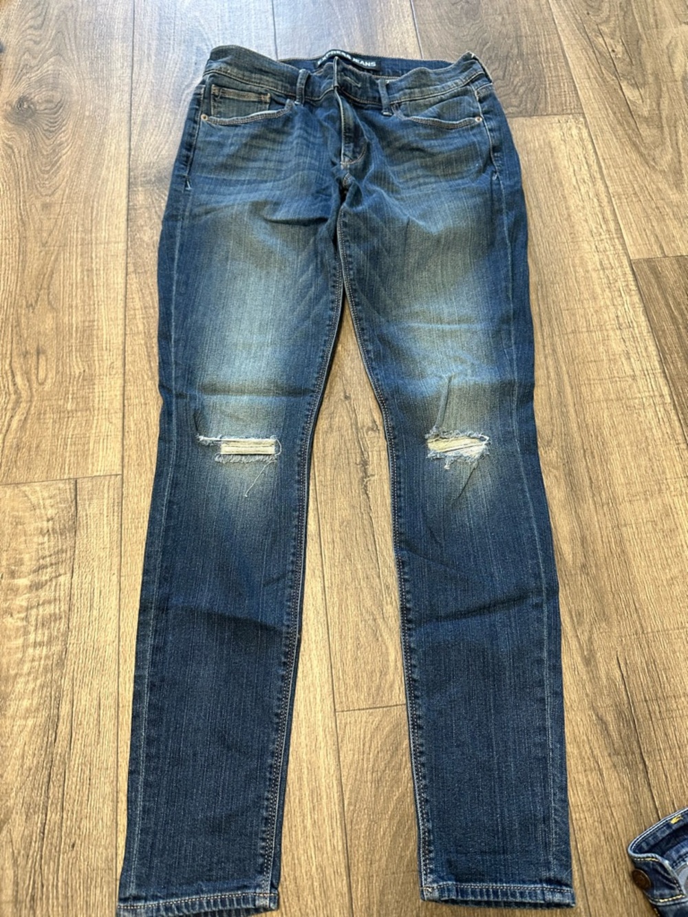 Express Women's Distressed Dark Blue Skinny Jeans
